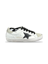Golden goose white b.grey leather